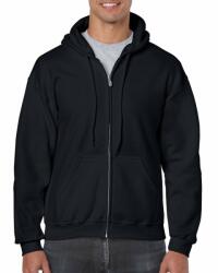 Gildan Cipzáras kenguru zsebes kapucnis pulóver, Gildan GI18600, Black-L (GI18600BL-L)