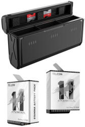 Telesin 3 csatornás zsebtöltő doboz + 2 akkumulátor GoPro Hero 9 / Hero 10 / Hero 11 / Hero 12 kamerákhoz