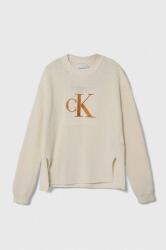 Calvin Klein gyerek pamut pulóver bézs - bézs 140 - answear - 25 990 Ft