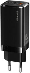 USAMS Incarcator retea Usams Gan Mini USB, 1 X USB - 2 x USB Tip-C, 65W, Quick Charge - Power Delivery, Negru