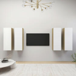 vidaXL 4 db fehér-sonoma színű forgácslap TV-szekrény 30, 5x30x90 cm (3079266)