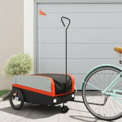 vidaXL fekete-narancssárga vas kerékpár utánfutó 45 kg (94068)