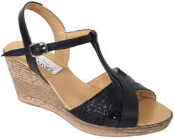 Mitvas Sandale dama din piele naturala, cu platforme de 7 cm, negru, MVS71NCOL (MVS71NCOL)