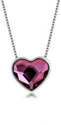 Platinával bevont dupla oldalú szív nyaklánc halvány bíbor színű Swarovski kristályokkal (0084. ) (2101881A192)