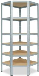 Plus Mobilier Raft metalic Premium de colt 2500x900x400x700 mm, otel galvanizat cu 6 polite MDF, 1200 kg, montaj fara surub (5 ani garantie) gri 6 Raft metalic Otel Biblioteci arhiva 900x400x2500 200 kg (61004206) Dulap arhivare