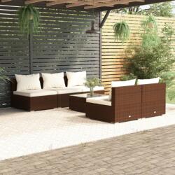 vidaXL Set mobilier de grădină cu perne, 6 piese, maro, poliratan (3101450)