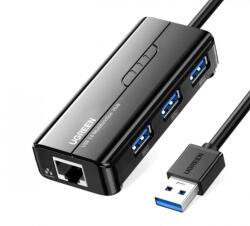 UGreen ADAPTOR RETEA Ugreen, 20265 extern, USB 3.0 (T) la port Gigabit RJ-45, porturi USB: USB 3.0 x 3, LED, negru 20265 (timbru verde 0.18 lei) - 6957303822652 (20265)