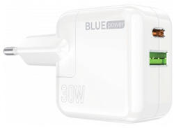  Blue BC111A hálózati töltőadapter, töltőfej 1x USB-A, 1x USB-C, fehér (30W, 3A)