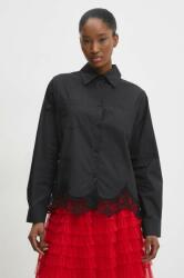 ANSWEAR pamut ing női, galléros, fekete, relaxed - fekete S/M - answear - 11 990 Ft