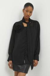 ANSWEAR ing női, fűzős nyakkivágású, fekete, relaxed - fekete L