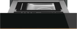 SMEG Dolce Stil Novo beépíthető konyhai vákuum fiók (tasak lezárás, vákuum, chef és sous vide funkció), push-pull nyitás, fekete üveg / réz színű díszítés, CPV615NR