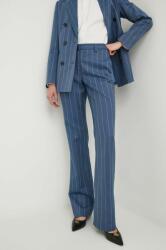 Sisley nadrág vászonkeverékből magas derekú egyenes - kék 36