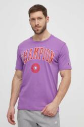 Champion pamut póló lila, férfi, nyomott mintás, 219852 - lila M