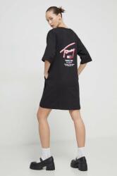 Tommy Hilfiger pamut ruha fekete, mini, oversize - fekete M - answear - 21 990 Ft