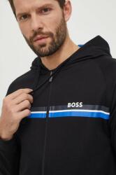 HUGO BOSS pamut pulóver otthoni viseletre fekete, nyomott mintás, kapucnis - fekete XL - answear - 35 990 Ft