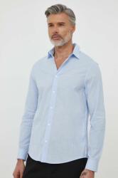 Giorgio Armani pamut ing férfi, galléros, regular - kék L - answear - 30 590 Ft