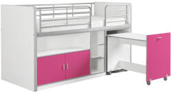VIPACK Fukszia rózsaszín emeletes ágy asztallal és komóddal Vipack Bonny 90 x 200 cm (BONHS9144)