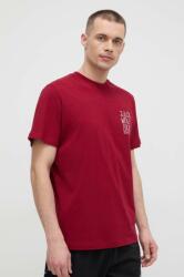 Jack Wolfskin t-shirt Jack Tent bordó, férfi, nyomott mintás - burgundia XL