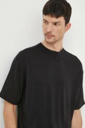 Calvin Klein póló selyemkeverékből fekete, sima - fekete L