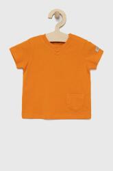Benetton gyerek pamut póló narancssárga, sima - narancssárga 62