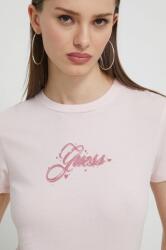 Guess Originals pamut póló női, rózsaszín - rózsaszín M