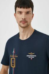 Aeronautica Militare pamut póló sötétkék, férfi, nyomott mintás - sötétkék M - answear - 26 990 Ft