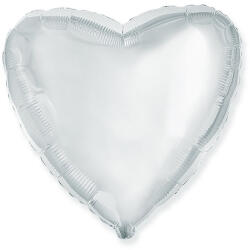 Flexmetal Szív, ezüst színű, pálcás fólia lufi, 23cm
