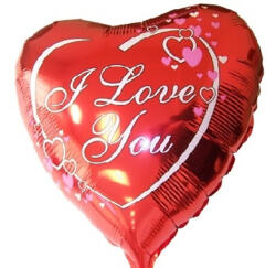 Flexmetal Lufi, fólia, 18" szív, piros, szivekkel, csomagolatlan