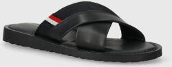 Tommy Hilfiger bőr papucs CORE LTH CRISS C SANDAL sötétkék, férfi, FM0FM05010 - sötétkék Férfi 44