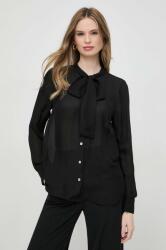 Michael Kors selyem ing fűzős nyakkivágású, fekete, regular - fekete S