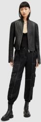 AllSaints nadrág FRAN női, fekete, magas derekú cargo - fekete 40