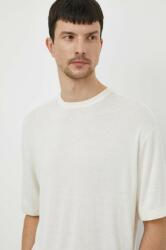 Calvin Klein póló selyemkeverékből bézs, sima - bézs S