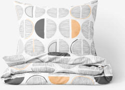 Goldea lenjerie de pat din satin de lux - cercuri cu dungi gri-portocalii pe alb 140 x 200 și 50 x 70 cm