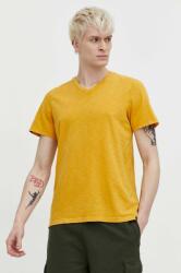 Superdry pamut póló sárga, férfi, sima - sárga M