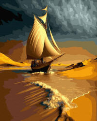 Oh Art Set pictura pe numere, cu sasiu, Barca la mal, 40x50 cm (ANG350) Carte de colorat