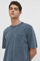 Abercrombie & Fitch pamut póló sötétkék, férfi, sima - sötétkék M - answear - 9 990 Ft
