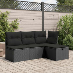 vidaXL fekete polyrattan kerti szék párnával 55 x 55 x 37 cm (365967)