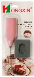  Elektromos mixer, állvánnyal, tej, cappuccino, kávé habosításához, vezeték nélküli rózsaszín (A-10328)