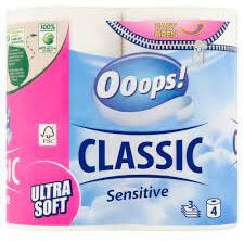 Ooops! Toalettpapír Classic 3rét. 4 tek. Sensitive