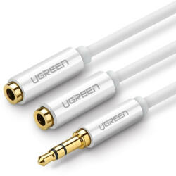 UGREEN AUX audio elosztó 3, 5 mm-es jack kábel UGREEN AV123, 25 cm (fehér)