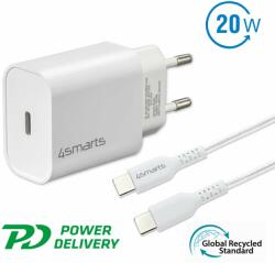 4smarts Wall Charger VoltPlug PD 20 W and USB-C to USB-C Cable, 1, 5 m, fehér (465585)