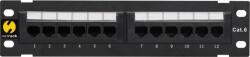 NETRACK Patch panel Montare pe perete 10" 12 porturi Cat. 6 UTP LSA cu suport (104-15) (104-15)