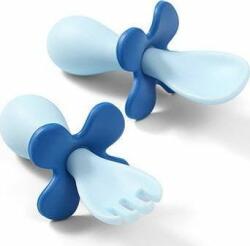 Babyono Set tacamuri ergonomice pentru copii Babyono, plastic, albastru (ON-2128) Set pentru masa bebelusi