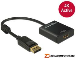 Displayport(apa) to HDMI(anya) DELOCK 62607 átalakító adapter v1.2 4K UHD aktív 20cm fekete