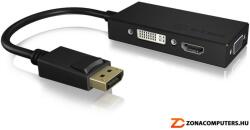  Displayport(apa) to VGA(D-SUB15)(anya) + to HDMI(anya) + to DVI(anya) ICYBOX Raidsonic IB-AC1031 átalakító adapter fekete