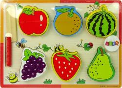 Lean Sport Set de fructe din lemn pentru feliere 6 bucăți căpșuni pere struguri (10348) Bucatarie copii
