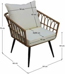  Kerti fotel, természetes/fekete/bézs, ARALY (0000371808)