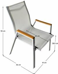  Kerti rakásolható szék, fehér acél/tölgy, BONTO (0000371793)