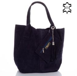 Diva Collection Valódi velúrbőr női táska sötétkék színben (S6813_dblue-1 C0120)