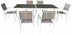 Kerti kihúzható asztal, fehér acél/szürke, DORIO (0000371794)